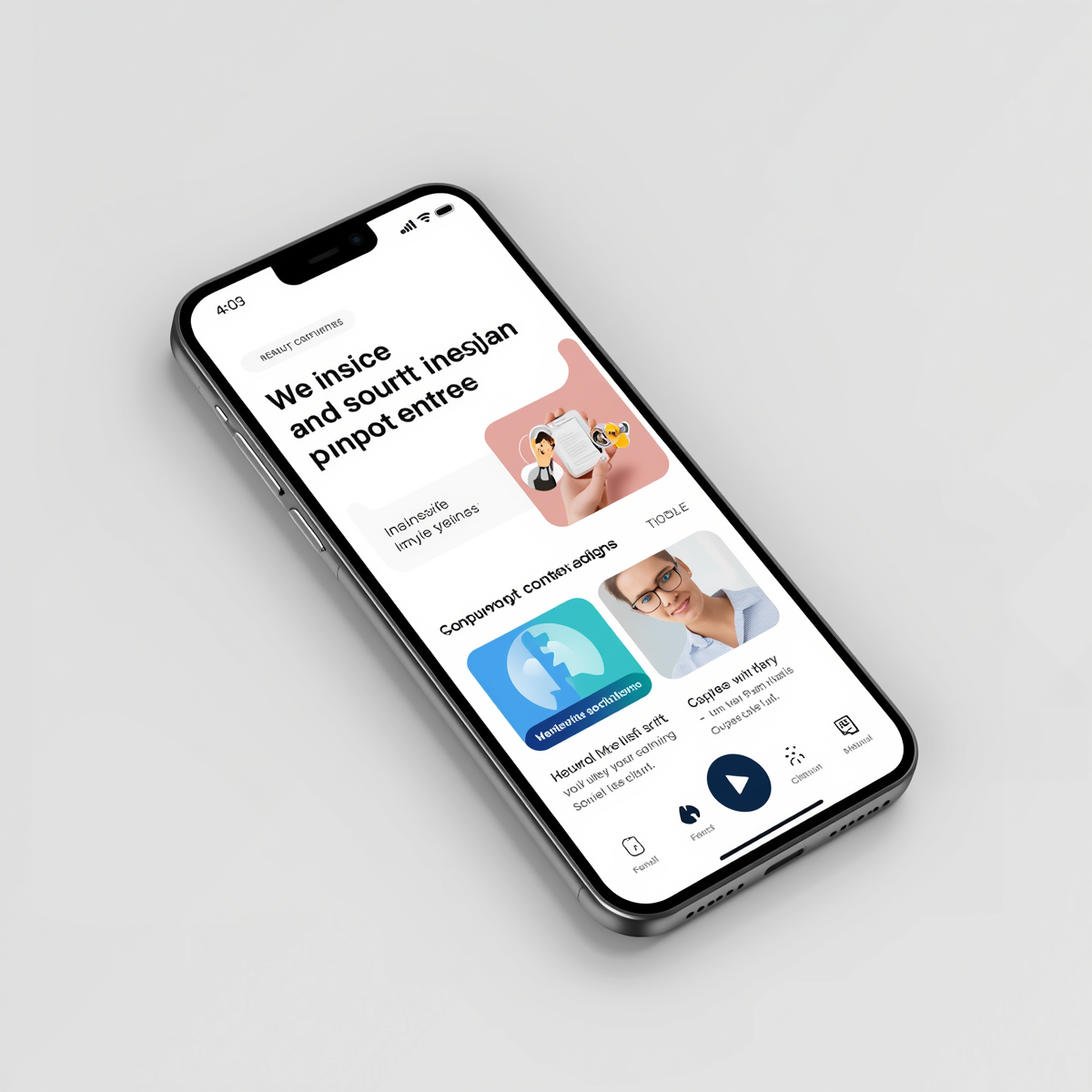 interface de aplicativo mobile essencial moderno, design minimalista e clean, tela de smartphone mostrando app básico e funcional, estilo contemporâneo