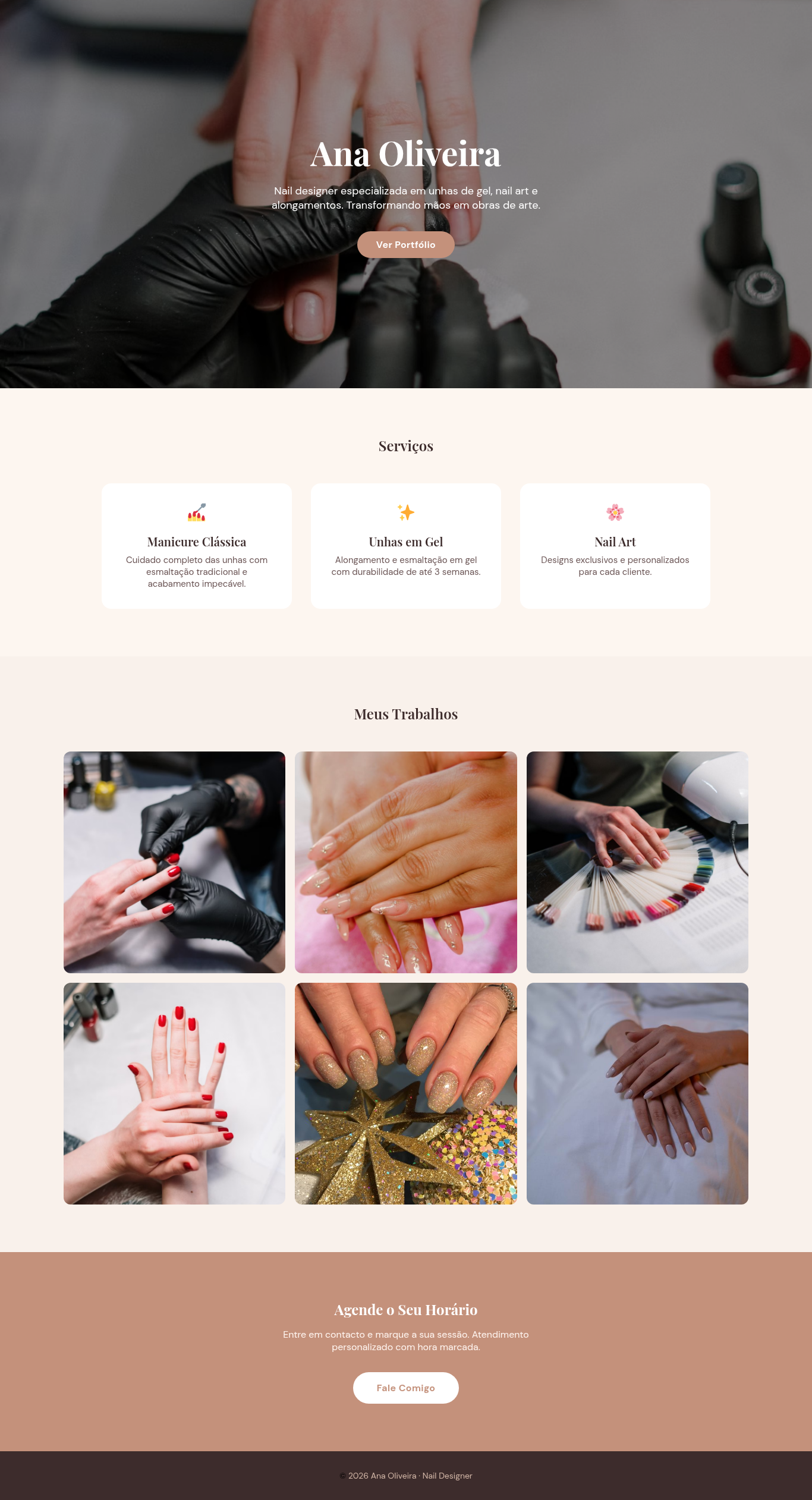 landing page moderna – portfólio de manicure